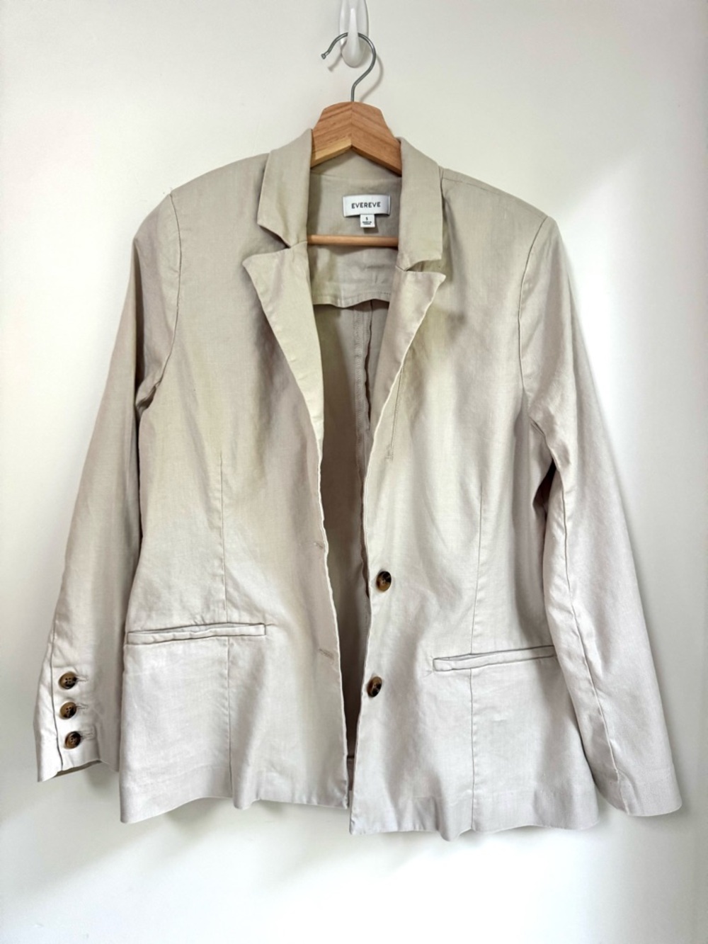 Evereve Beige Linen Blazer Size Small